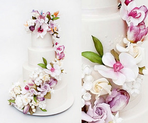 Orchid+Rose purple wedding cake